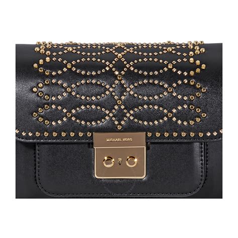 michael kors sloan large studded shoulder bag black|Kors sloan editor.